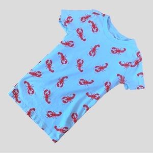 J. Crew Crewcuts Lobster Print Short Sleeve Blue Cotton Tee Size 8 Kids